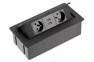 Zásuvka skrytá v doske GTV SOFT čierna zásuvka na dosku 2xUSB Zásuvka skrytá v doske GTV SOFT čierna zásuvka na dosku 2xUSB