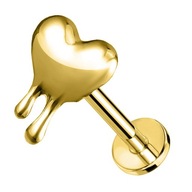 Labret tavené srdce - vnútorný závit 1,2/6 zlato Labret tavené srdce - vnútorný závit 1,2/6 zlato