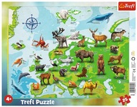 RÁMOVANÉ puzzle 25 el EURÓPSKA MAPA SO ZVIERATKAMI