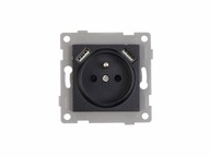 Jedna elektrická zásuvka 2x USB Black Jedna elektrická zásuvka 2x USB Black