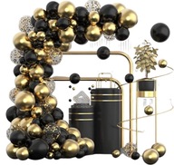 Balóniky Chrome Black and Gold Balloon Garland Arch Balóniky Chrome Black and Gold Balloon Garland Arch