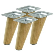 4x 10 cm skosená dubová noha, lakovaná plechom 4x 10 cm skosená dubová noha, lakovaná plechom