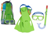 Potápačský set maska, šnorchel, zelené plutvy