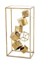 Ozdobný zlatý kovový stolík so sklenenou konzolou