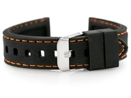Gumový remienok na hodinky - čierno/oranžový 18mm