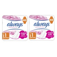 Always Ultra Sensitive Normal (veľkosť 1) Hygienické vložky s krídelkami 2x40 ks Always Ultra Sensitive Normal (veľkosť 1) Hygienické vložky s krídelkami 2x40 ks