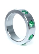 Prsteň - Kovový erekčný prsteň so zelenými diamantmi L Prsteň - Kovový erekčný prsteň so zelenými diamantmi L