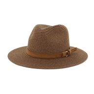 Dámsky plážový klobúk slamenej hnedej farby