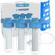 Vodný filter, primárna filtrácia, telo 3/4", 3-stupňové + 3x filtračné vložky Vodný filter, primárna filtrácia, telo 3/4", 3-stupňové + 3x filtračné vložky