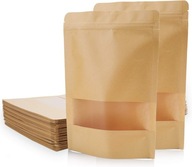 Doypack papierová taška 14x22cm 500ml Kraft Small Window Set 50ks. Doypack papierová taška 14x22cm 500ml Kraft Small Window Set 50ks.