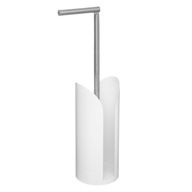 Biely kovový papierový stojan na kúpeľňové WC 2v1