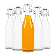 SET 5 ks okrúhlych sklenených fliaš 500 ml 0,5 l na vínne tinktúry s CLIP SET 5 ks okrúhlych sklenených fliaš 500 ml 0,5 l na vínne tinktúry s CLIP