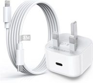 NAPÁJANIE S KÁBLOVOU NABÍJAČKOU IPHONE UK 20W 3M BIELY NAPÁJANIE S KÁBLOVOU NABÍJAČKOU IPHONE UK 20W 3M BIELY