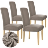 SADA 4KS. POTAH NA STOLIČKU SIVÁ BÉŽOVÁ ELASTICKÁ ŽAKÁROVÁ HERRINGBONE SADA 4KS. POTAH NA STOLIČKU SIVÁ BÉŽOVÁ ELASTICKÁ ŽAKÁROVÁ HERRINGBONE