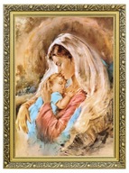 Matka Božia dojčiaca maľovaný obraz Zlatý rám 60x80