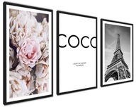 Plagáty Grafika Sada 3 kvetov COCO Paris Plagáty Grafika Sada 3 kvetov COCO Paris