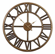 Nástenné hodiny zlatohnedé kovové podkrovné retro 60cm Nástenné hodiny zlatohnedé kovové podkrovné retro 60cm