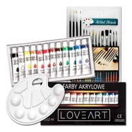 Loveart sada: akrylové farby + štetce + paleta