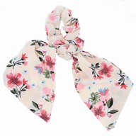 Scrunchie gumička, mašľa, krémová farba, kvety Scrunchie gumička, mašľa, krémová farba, kvety