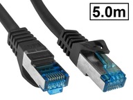 Patch kábel Cat.6A PIMF RJ45 obrazovka 1:1 čierna 5m Patch kábel Cat.6A PIMF RJ45 obrazovka 1:1 čierna 5m