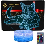 3D USB LED nočná lampa + diaľkové ovládanie ako darček Kat 3D USB LED nočná lampa + diaľkové ovládanie ako darček Kat