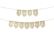 Jutový transparent - Just Married - 23 x 185 cm Jutový transparent - Just Married - 23 x 185 cm