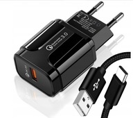 RÝCHLA VÝKONNÁ NÁSTENNÁ NABÍJAČKA QC + USB-C KÁBEL RÝCHLA VÝKONNÁ NÁSTENNÁ NABÍJAČKA QC + USB-C KÁBEL