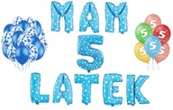 Mám 5 rokov narodeninový set s modrými balónikmi Mám 5 rokov narodeninový set s modrými balónikmi