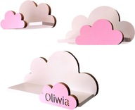 Poličky Cloud 3x polička Moli Cloud s názvom personalizovaným pre deti