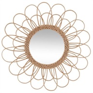 Veľké nástenné kvetinové zrkadlo prútený okrúhly rám