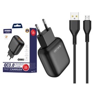 MEGA RÝCHLA NABÍJAČKA 18W PD QC 3.0 + KÁBEL USB-A NA MicroUSB 1 m V balení MEGA RÝCHLA NABÍJAČKA 18W PD QC 3.0 + KÁBEL USB-A NA MicroUSB 1 m V balení