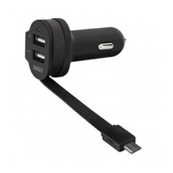 Xqisit pekne. sám. 6A Dual USB+microUSB autonabíjačka čierna/čierna