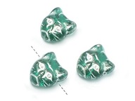 Cat Faces Emerald-Silver Inlay-T Hole 12mm-4pcs Cat Faces Emerald-Silver Inlay-T Hole 12mm-4pcs