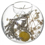 Ozdobný guľový svietnik, sušené kvety, vzor 1