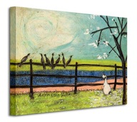 Sam Toft Dog and Birds - maľba na plátne 40x30 cm