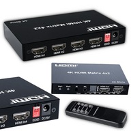HDMI Matrix 4x2 4K HDCP Splitter + diaľkové ovládanie Toslink Jack HDMI Matrix 4x2 4K HDCP Splitter + diaľkové ovládanie Toslink Jack