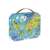 Puzzle v kufri Mapa sveta 100 ks. 6+, Janod Puzzle v kufri Mapa sveta 100 ks. 6+, Janod
