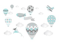 Samolepka na stenu BALLOONS kite plane clouds XL Samolepka na stenu BALLOONS kite plane clouds XL