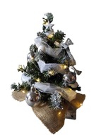 Malý, strieborný vianočný stromček, 30 cm, s READY LED