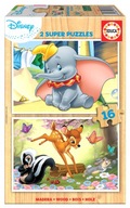 Educa Puzzle 2 x 16 dielikov Bambi Dumbo drevené Educa Puzzle 2 x 16 dielikov Bambi Dumbo drevené
