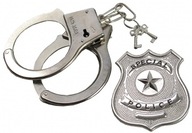 POLICEMAN Súprava príslušenstva Policajné putá s odznakom na kľúče POLICEMAN Súprava príslušenstva Policajné putá s odznakom na kľúče