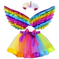 Kúzelný jednorožec OUTFIT KRÍDLA SUKŇA ČELENKA SET pre dievčatá Kúzelný jednorožec OUTFIT KRÍDLA SUKŇA ČELENKA SET pre dievčatá