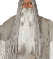 Falošná brada s fúzmi sivý dlhý čarodejník