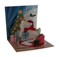 3D vianočná pohľadnica pre mačiatko Santa Clausa