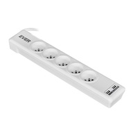 Ever ELITE prepäťová ochrana 2 x USB, 5 x UTE; 10A; 1,5 m; biely