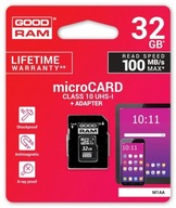 32GB CL10 microSDHC pamäťová karta + adaptér 32GB CL10 microSDHC pamäťová karta + adaptér