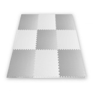 Penová podložka puzzle biela a sivá 60 x 60 cm 9 ks.