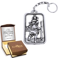 Strieborná pánska kľúčenka Saint Krzysztof Gravírovanie Strieborná pánska kľúčenka Saint Krzysztof Gravírovanie