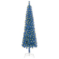 Štíhly vianočný stromček s LED, modrý, 210 cm