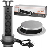 REKORTIZNÁ ZÁSUVKA SKRYTÁ V VRCHNE 2x USB + 3x 230V VÝSUVNÁ Ø8cm Kábel 1,8m REKORTIZNÁ ZÁSUVKA SKRYTÁ V VRCHNE 2x USB + 3x 230V VÝSUVNÁ Ø8cm Kábel 1,8m